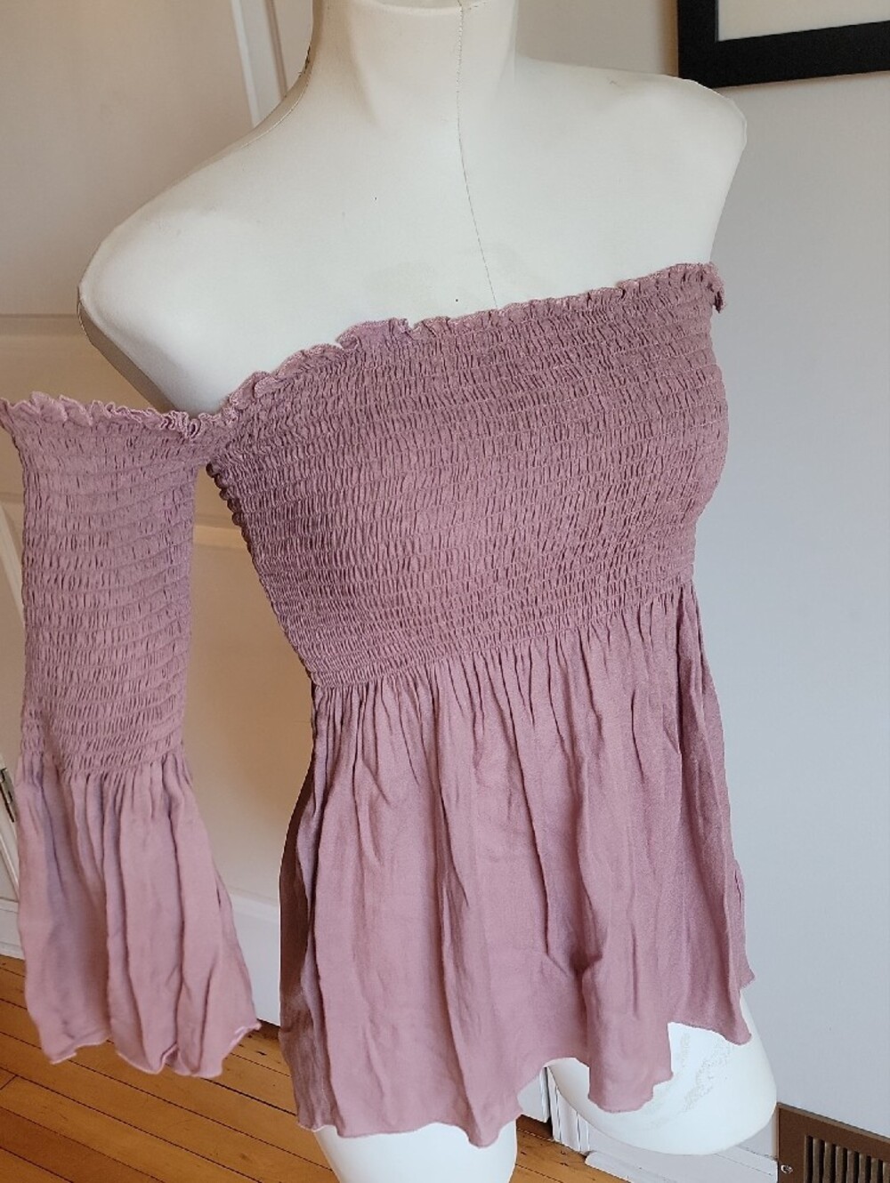 CHASER Mauve Off-Shoulder Smocked Blouse - Picture 2 of 5